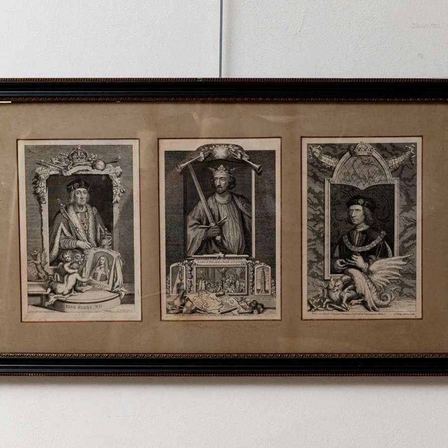 Rectangular framed (3) C19th Engravings of Kings