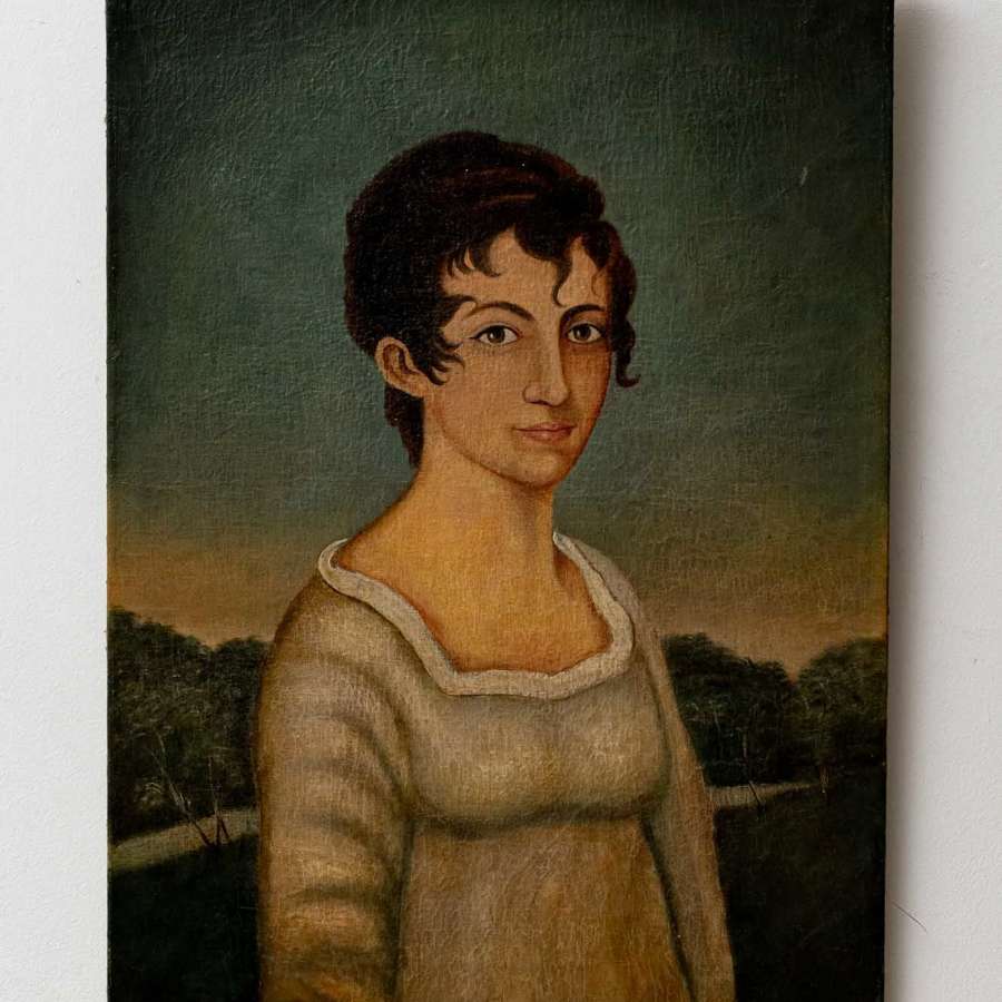 Charming C19th Portrait oil of a young girl