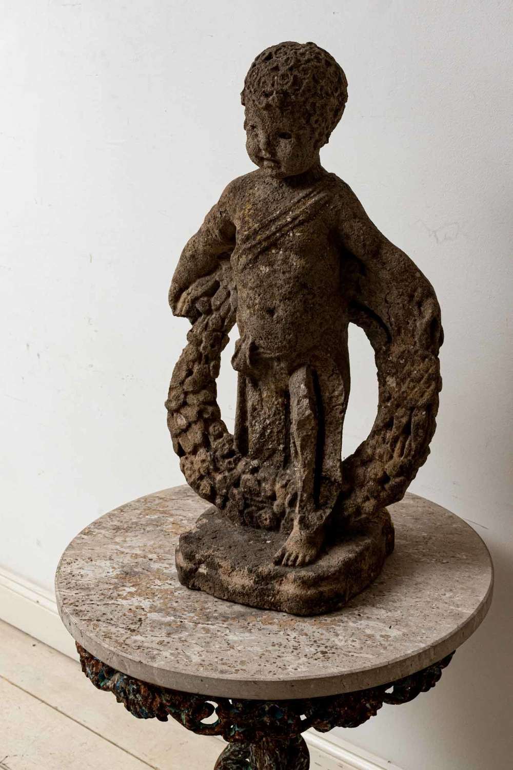 Stone C19th Putti Garden Angel, lovely character