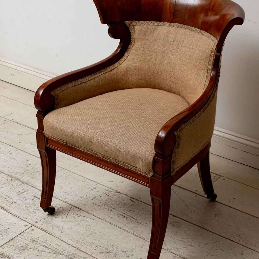 English C19th mahogany Library chair, Empire style, wonderful shape