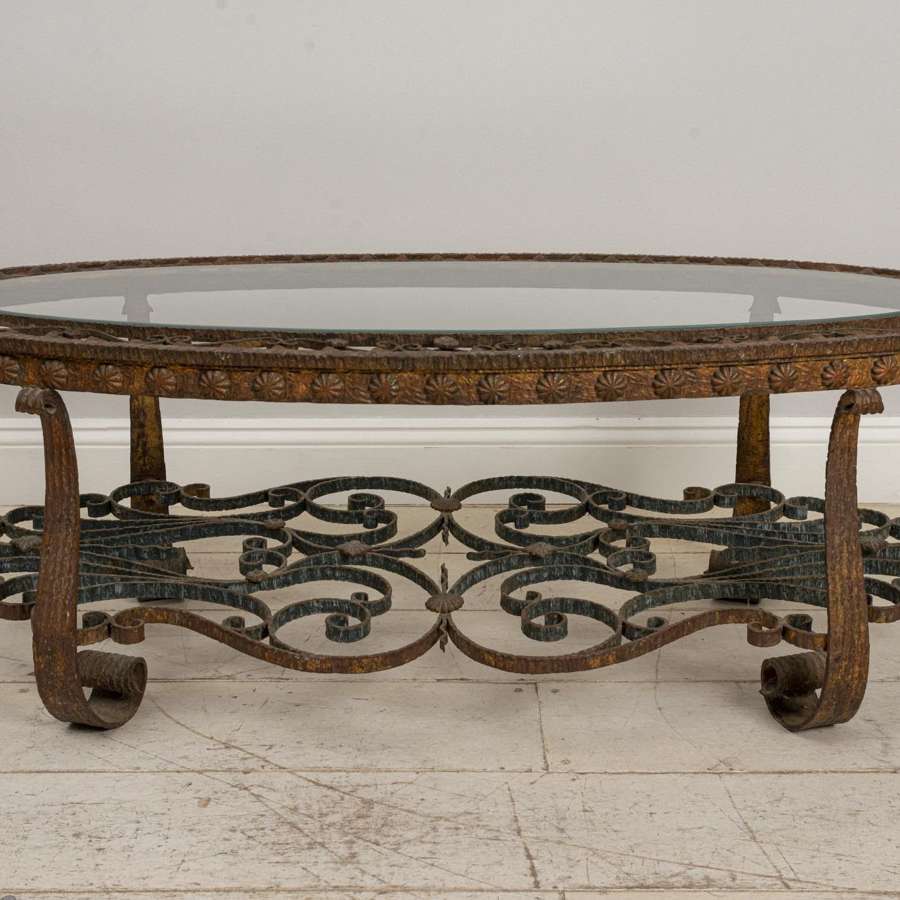 20th century Spanish wrought iron coffee table