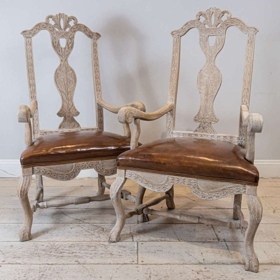 Pair of Swedish Carvers/Side Chairs