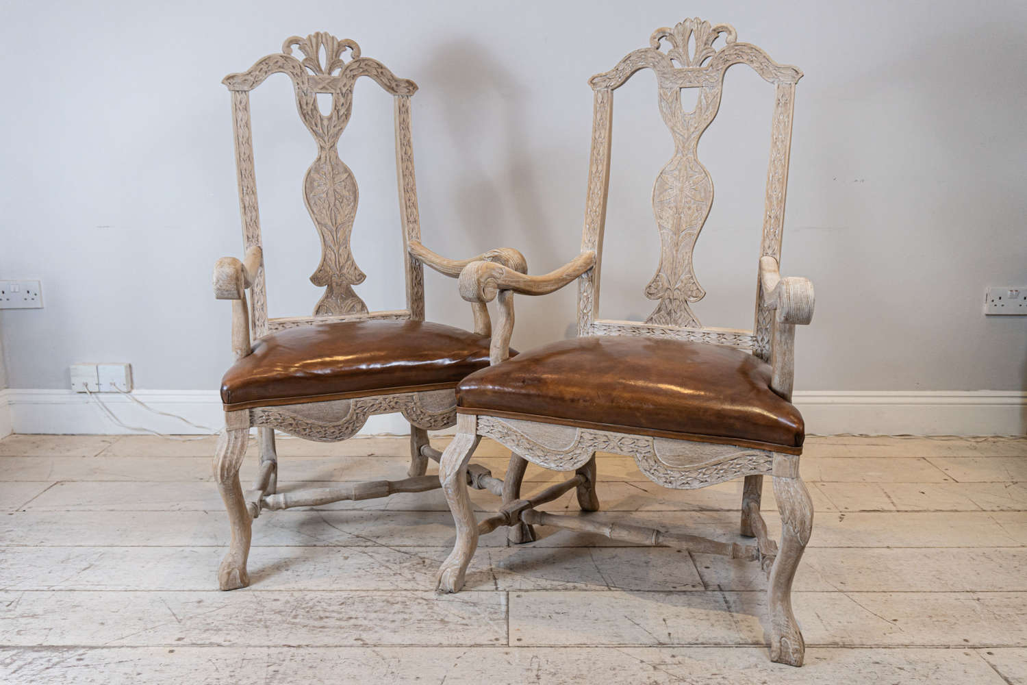 Pair of Swedish Carvers/Side Chairs