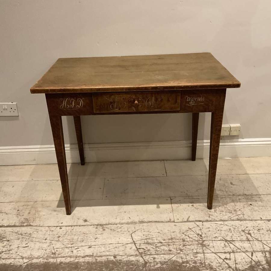 19th century Swedish painted country side table with drawer