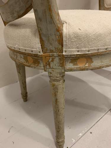 C18th pair of painted Swedish Chairs