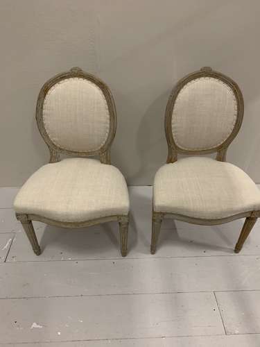 C18th pair of painted Swedish Chairs