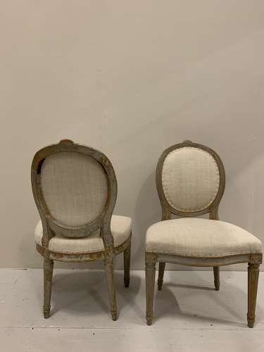C18th pair of painted Swedish Chairs