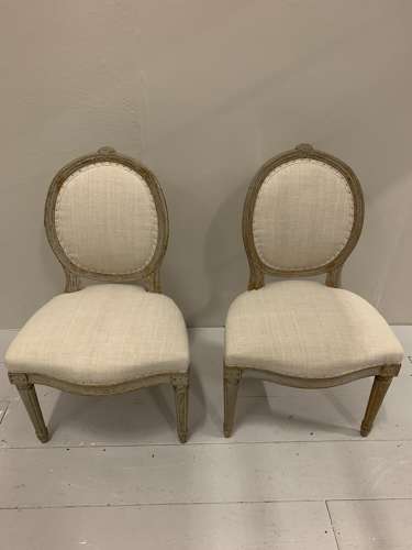 C18th pair of painted Swedish Chairs
