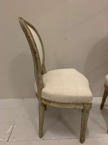 C18th pair of painted Swedish Chairs