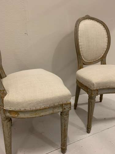 C18th pair of painted Swedish Chairs