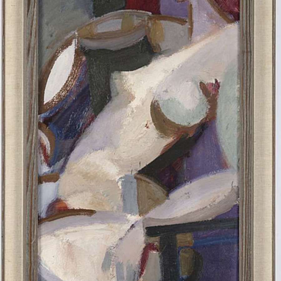 C20th abstract oil on canvas of nude female by Bertil Wahlberg