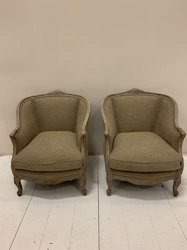 C1900 pair of upholstered Swedish armchairs