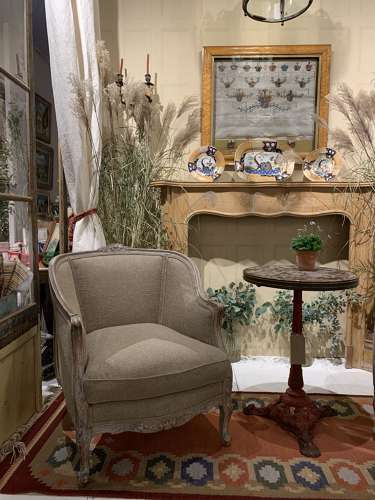 C1900 pair of upholstered Swedish armchairs