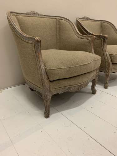C1900 pair of upholstered Swedish armchairs