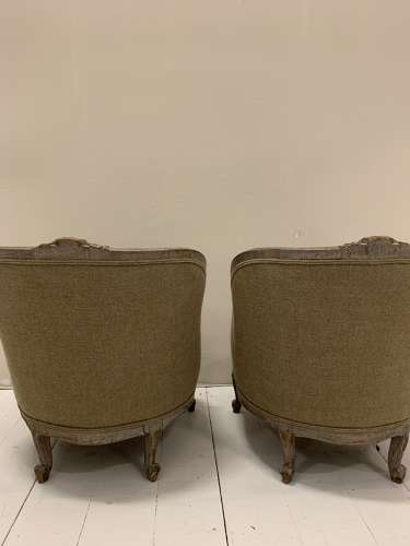 C1900 pair of upholstered Swedish armchairs