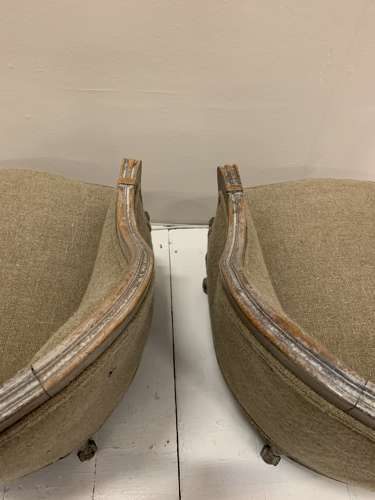 C1900 pair of upholstered Swedish armchairs