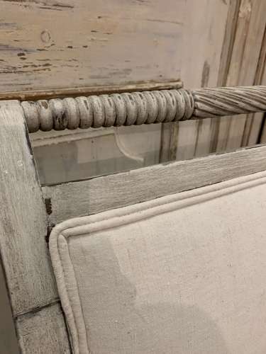 C19th painted Swedish open armchairs with fretwork detail