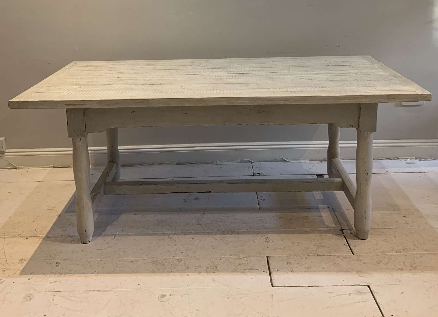 1915 painted dining table with two end drawers