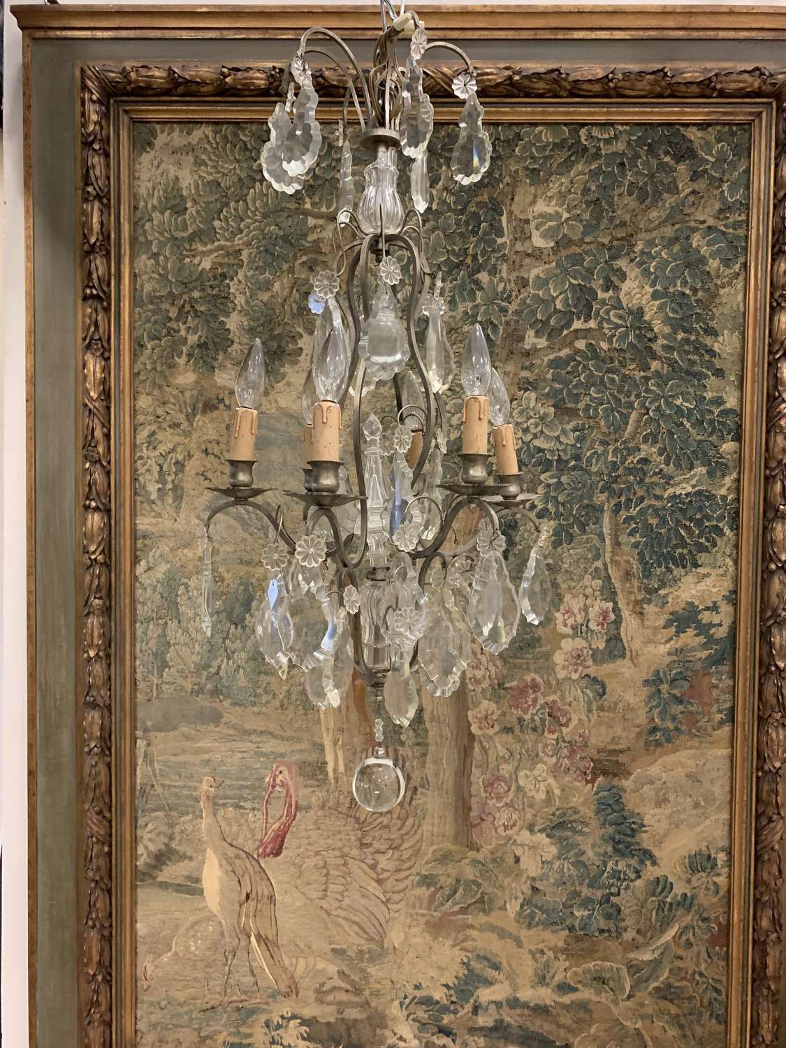 1920’s french chandelier with glass drops