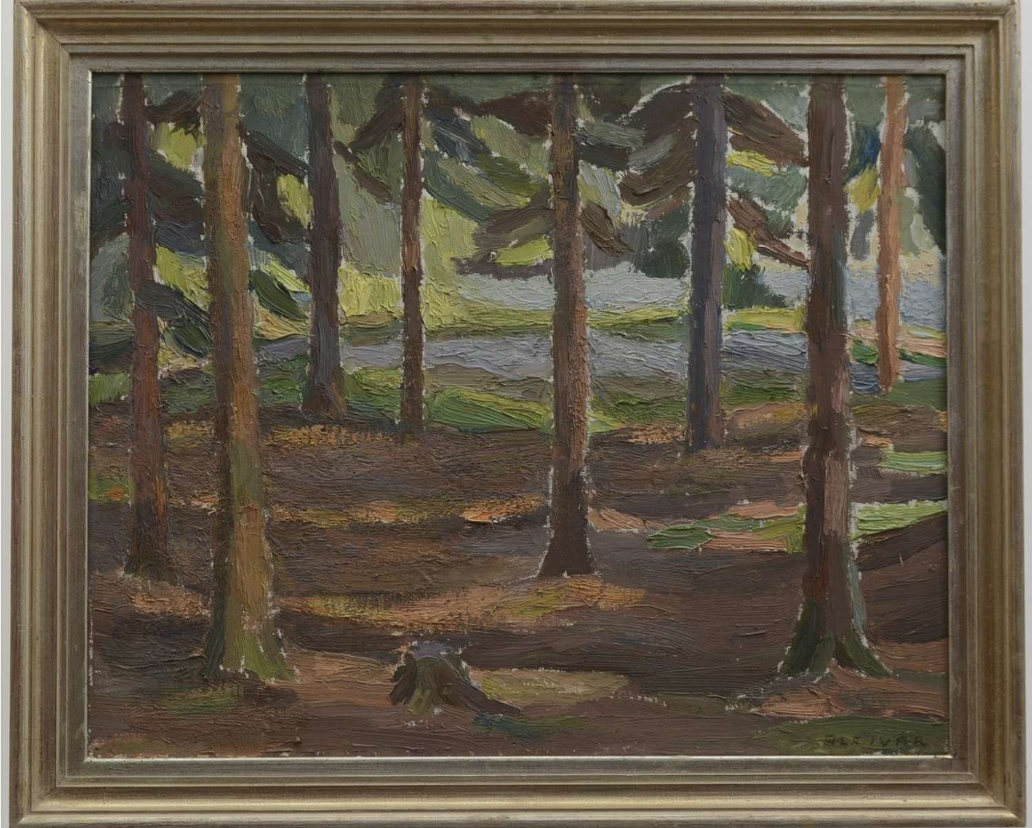 Mid 20th century Swedish forest scene oil on canvas