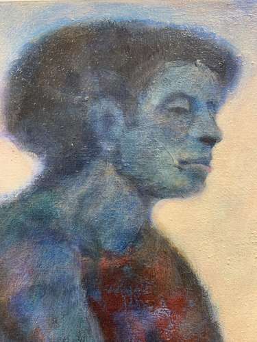 Striking large 1970s canvas of male by S.A artist Cyril Fradan