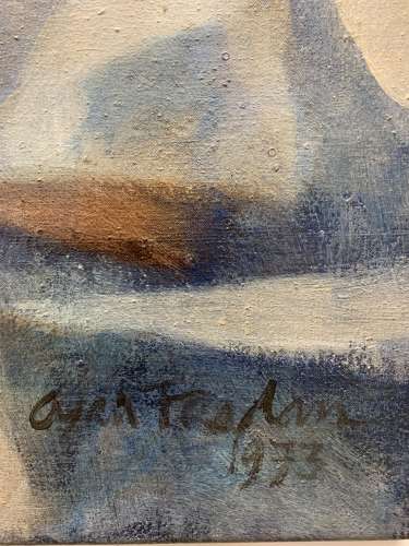 Striking large 1970s canvas of male by S.A artist Cyril Fradan