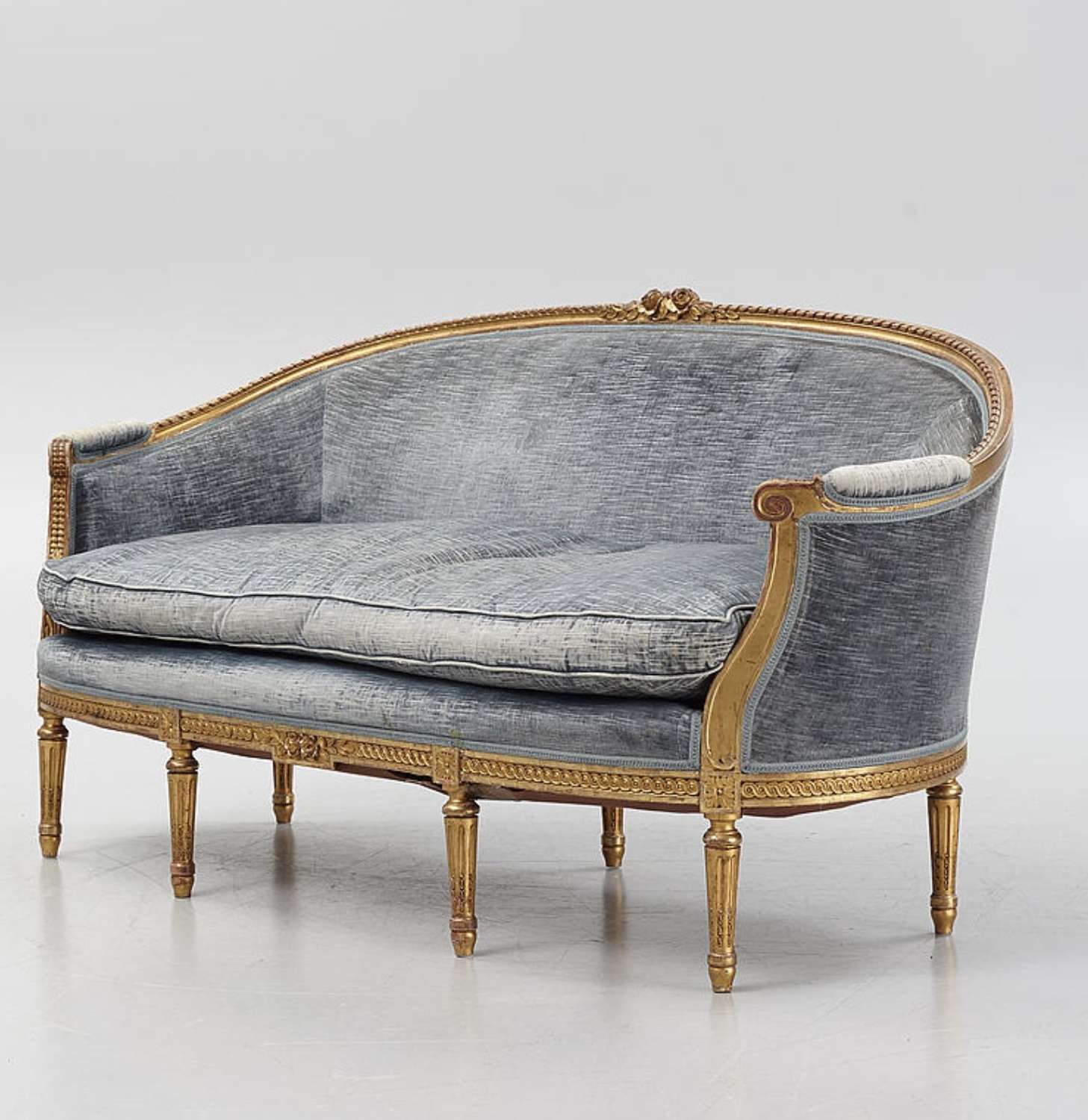 Circa 1900s Swedish Gustavian style gilt sofa