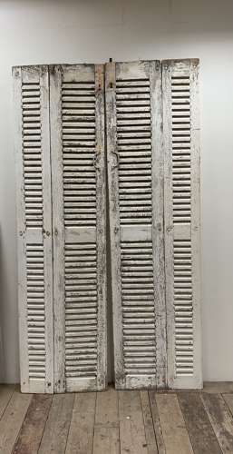C1900s pair of painted french two part shutters