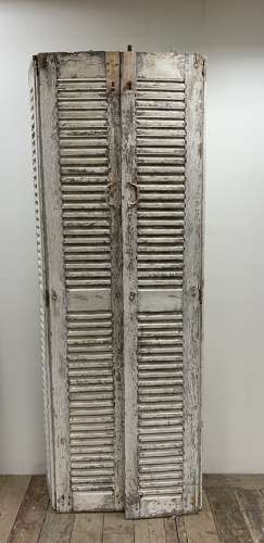 C1900s pair of painted french two part shutters