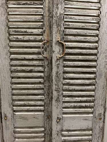 C1900s pair of painted french two part shutters