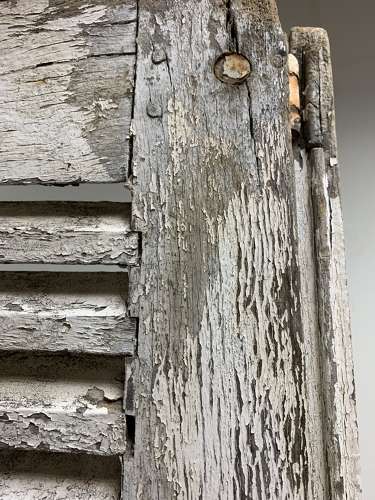 C1900s pair of painted french two part shutters