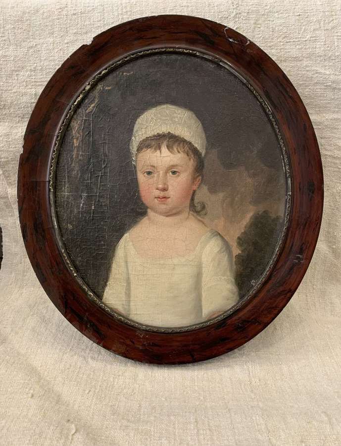 C18th Oval oil painting