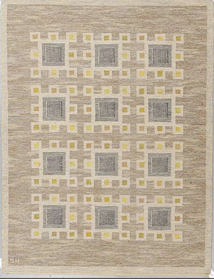 1960s Swedish flat weave rug by Svensk Hemslojd