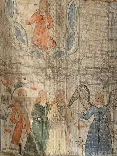 C18th double sided Swedish painted  hanging/Bonad