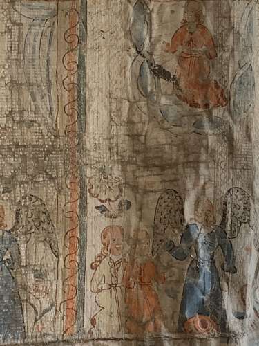 C18th double sided Swedish painted hanging/Bonad