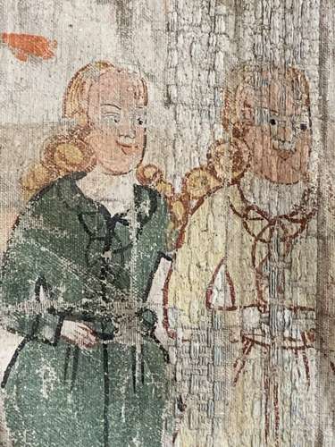 C18th double sided Swedish painted hanging/Bonad