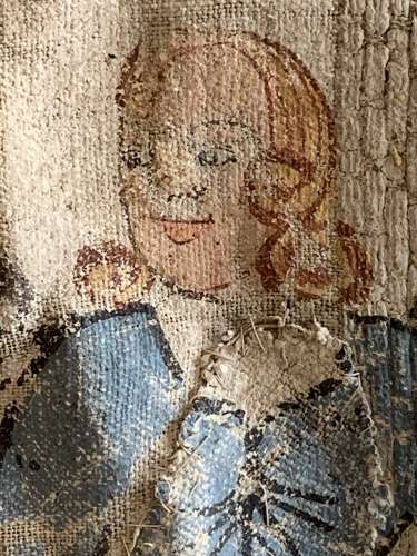 C18th double sided Swedish painted hanging/Bonad