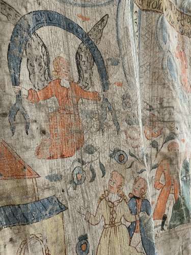 C18th double sided Swedish painted hanging/Bonad