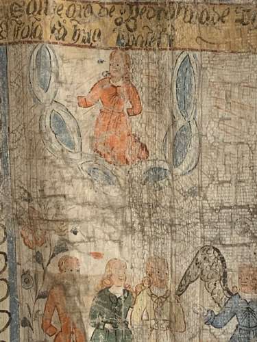 C18th double sided Swedish painted hanging/Bonad