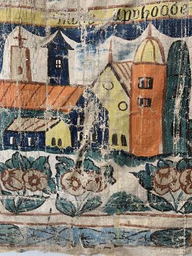 C18th double sided Swedish painted hanging/Bonad