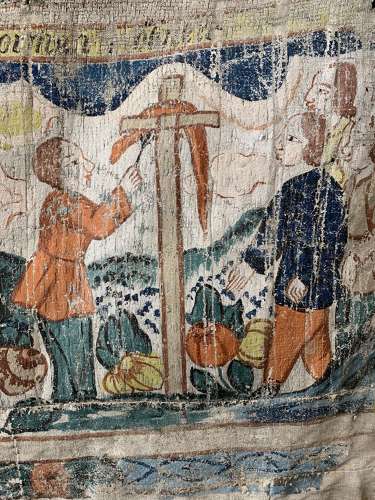 C18th double sided Swedish painted hanging/Bonad