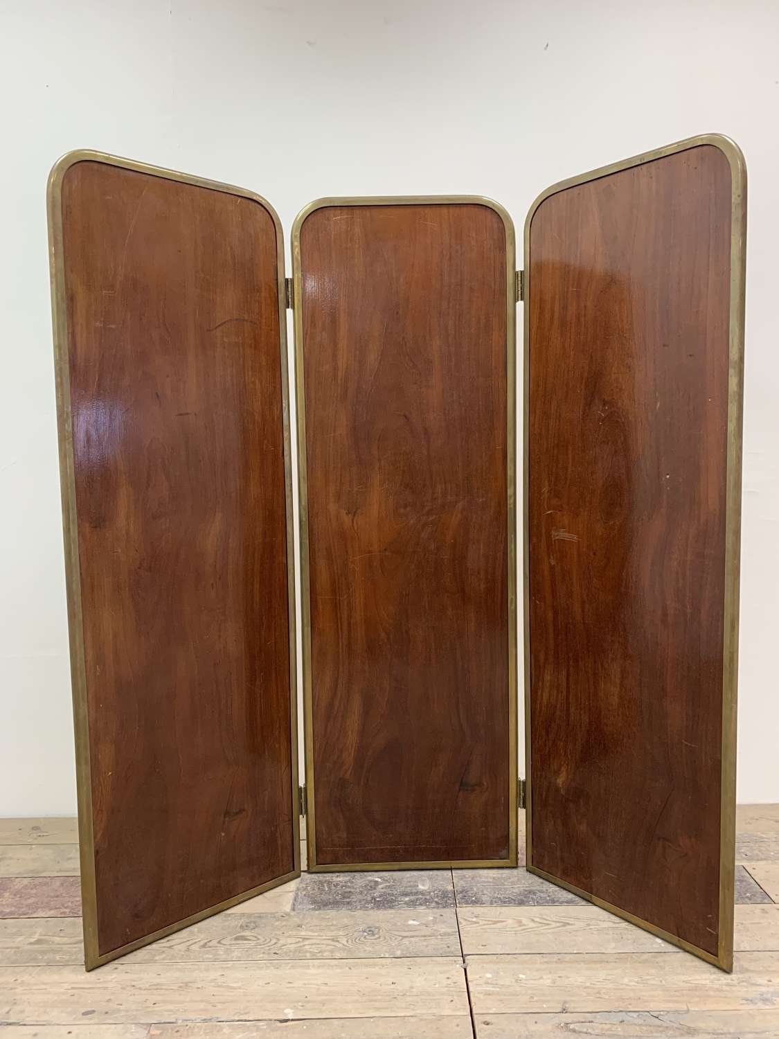1930s three double sided fold brass bound screen