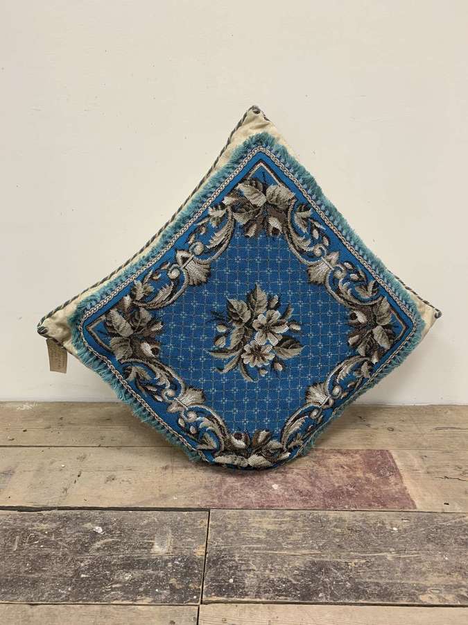 Late Victorian blue bead work applied to cushion