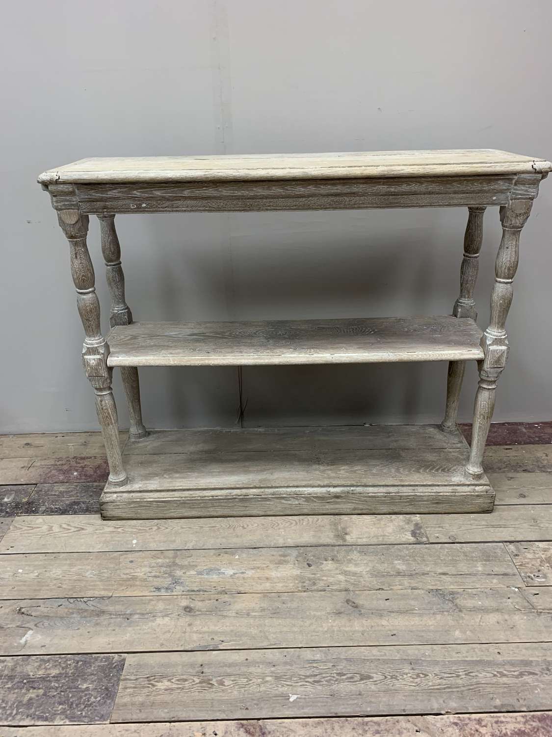 C19th Century tiered bleached oak book shelves