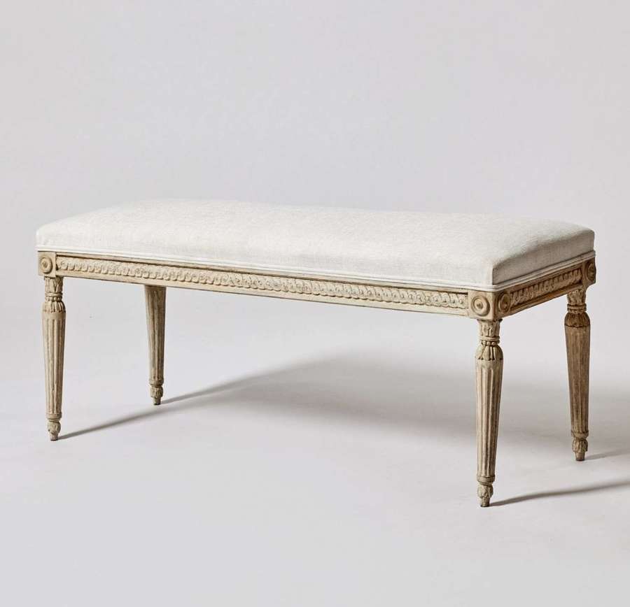 Early 19th century Swedish  bench with classic decorative detail