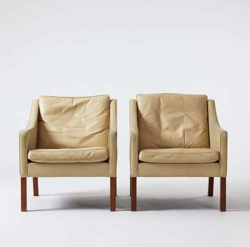 1960s Danish Borge Mogensen chairs in vellum colour
