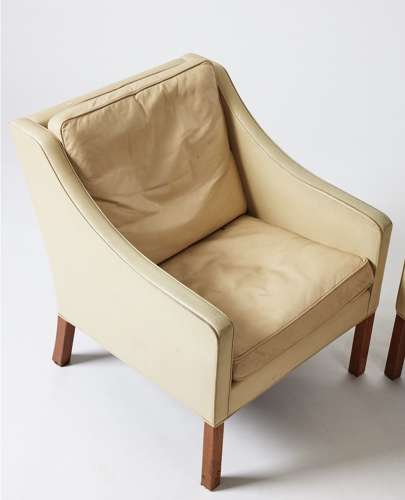 1960s Danish Borge Mogensen chairs in vellum colour