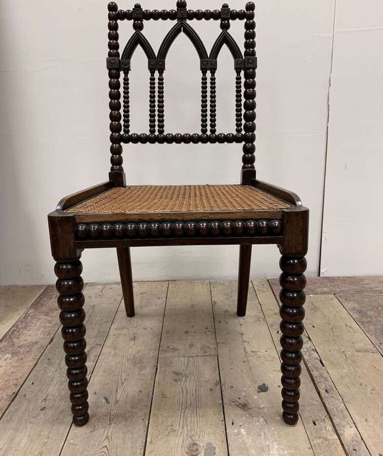 C19th English bobbin chair with rattan