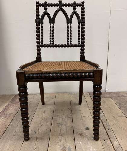 C19th English bobbin chair with rattan