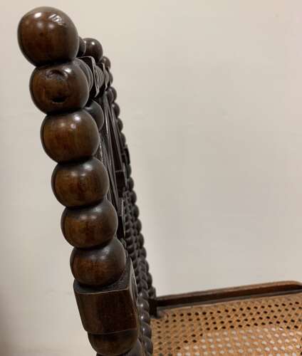 C19th English bobbin chair with rattan